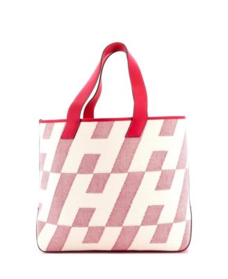 40 Cabas H en Biais Tote Canvas with Leather