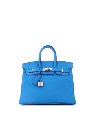 Birkin 25 Handbag Blue Togo with Palladium Hardware