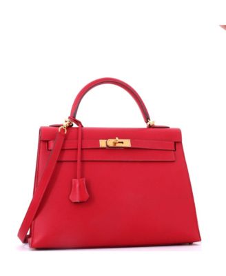 Kelly 32 Handbag Red Epsom with Gold Hardware