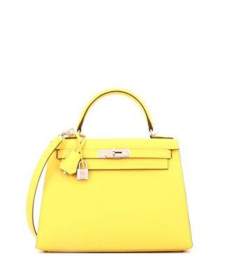 Kelly 28 Handbag Yellow Epsom with Palladium Hardware