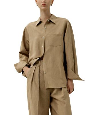  Oversized Silk-Linen Blend Shirt