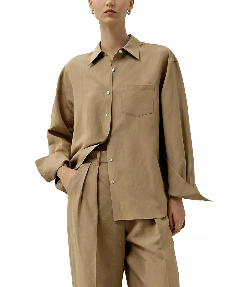 Lilysilk Oversized Silk-Linen Blend Shirt