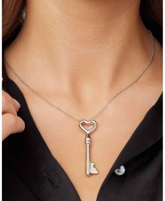 Sterling Silver Key To My Heart Pendant Necklace