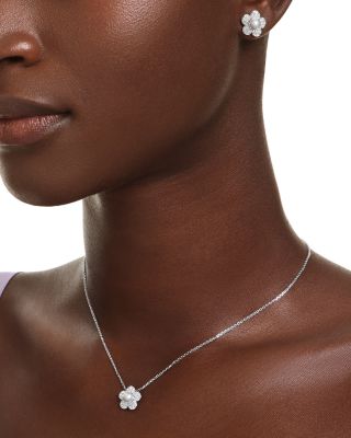 Ariana Grande x Swarovski Crystal & Imitation Pearl Flower Pendant Necklace & Stud Earrings Set