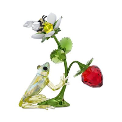 Idyllia Collection Frog, Bee and Strawberry Crystal Figurine