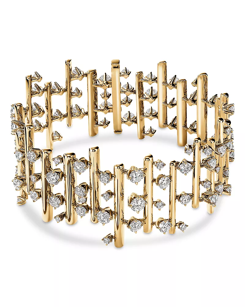 Hearts On Fire 18K Yellow Gold Diamond Barre Multi Row Large Bracelet