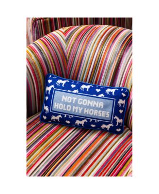 Hold My Horses Needlepoint Pillow, 14" x 8"