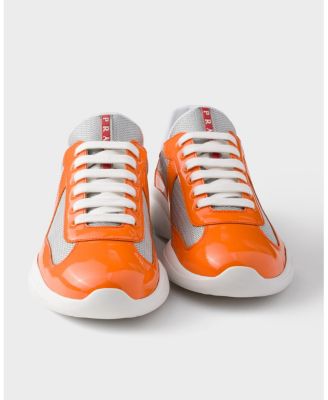 Men's America's Cup Patent Leather and Technical Fabric Sneakers in Bright Orange