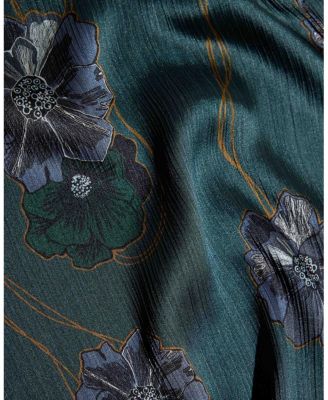  Drake Long Sleeve Printed Shift Dress with Ruffled Skirt