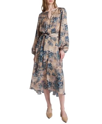  Aubree Long Sleeve Midi Dress in Floral Print