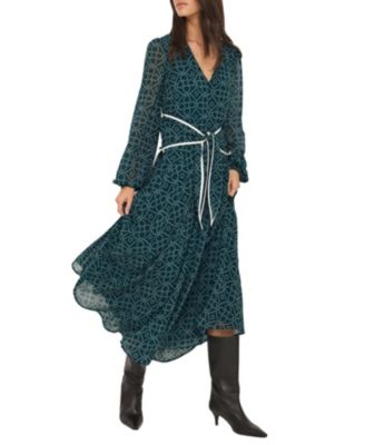  Women's Print Tie Maxi Dress