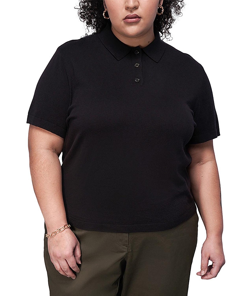 Wildfang Plus The Everyday Sweater Polo In Black