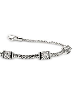 Sterling Silver Icon Diamond Pyramid Custer Chain Bracelet