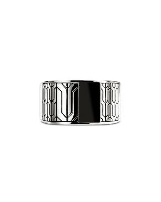Sterling Silver Black Onyx Icon 50 Signet Ring