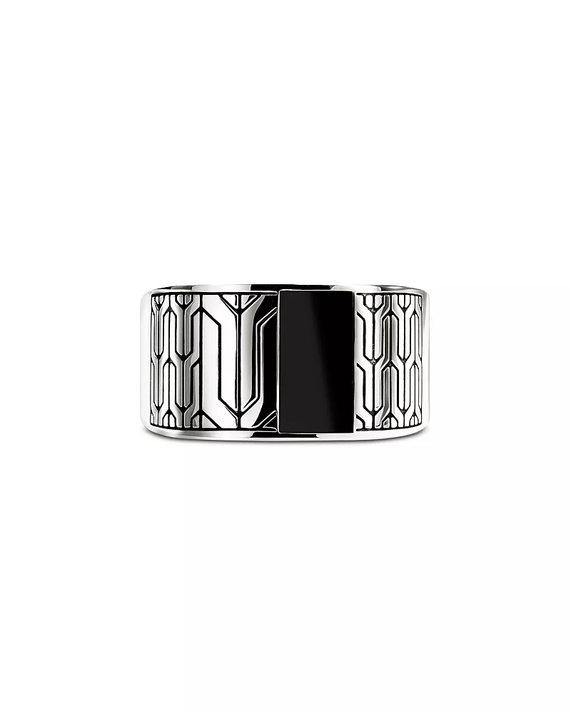 John Hardy Sterling Silver Black Onyx Icon 50 Signet Ring