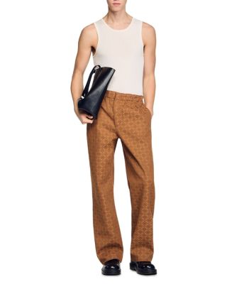 Wide-leg Jacquard Square Cross Denim Trousers