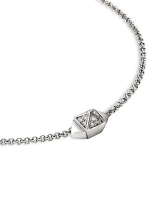 Sterling Silver Icon Diamond Pyramid Pendant Necklace, 16-18"
