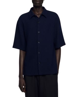 Textured Shark Collar Shirt