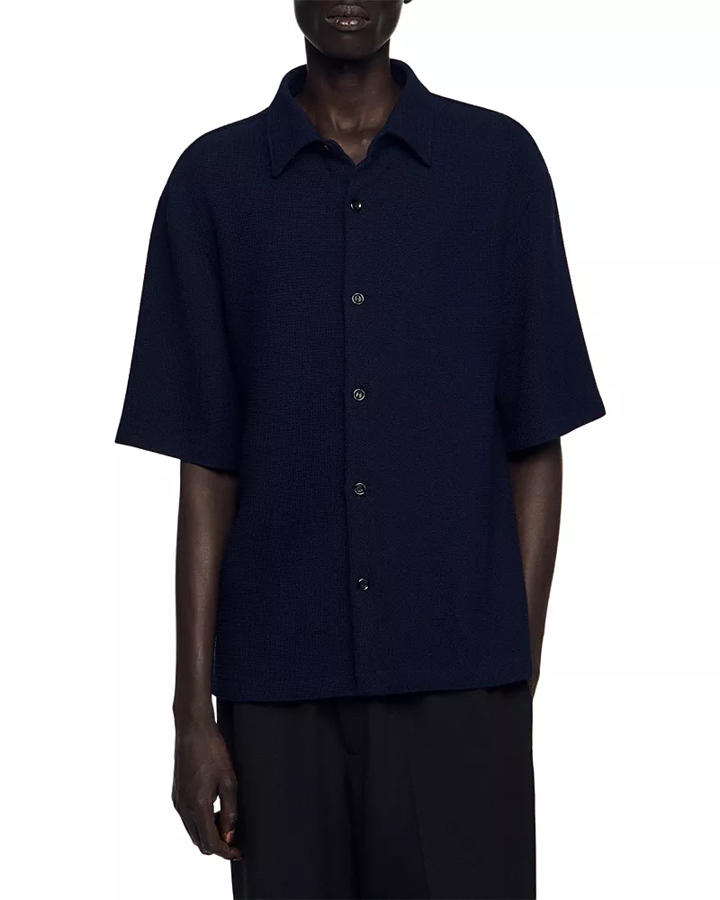 Sandro Textured Shark Collar Shirt