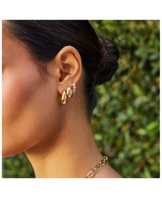 14K Yellow Gold Pillow Huggie Hoop Earrings with Diamonds, 0.33 tcw