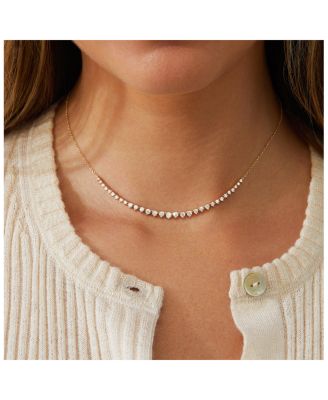 Diamond Graduated Choker Necklace in 14K Yellow Gold, 1.09 tcw