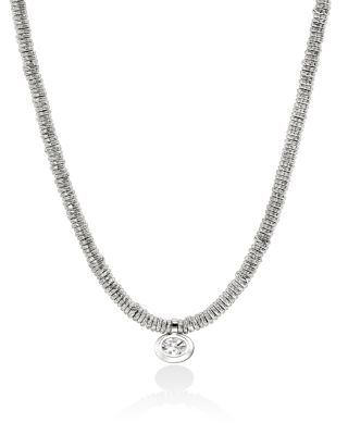 Sterling Silver JH Lovestruck™ Lab Grown Diamond Solitaire Bezel Heishi Bead Pendant Necklace, 18"