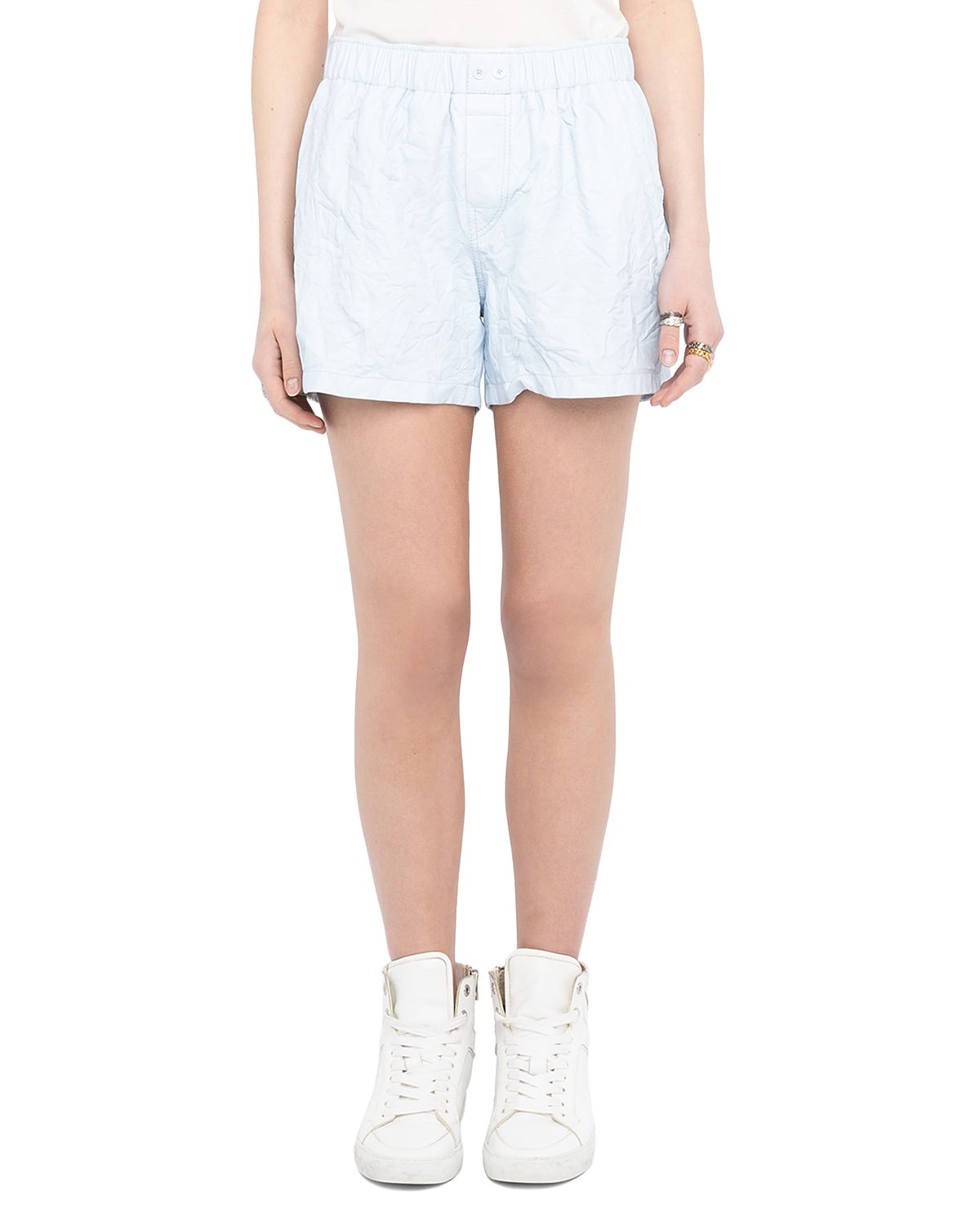 Zadig & Voltaire Pax Crinkled Leather Shorts