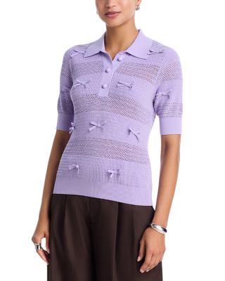 Bow Trim Polo Sweater