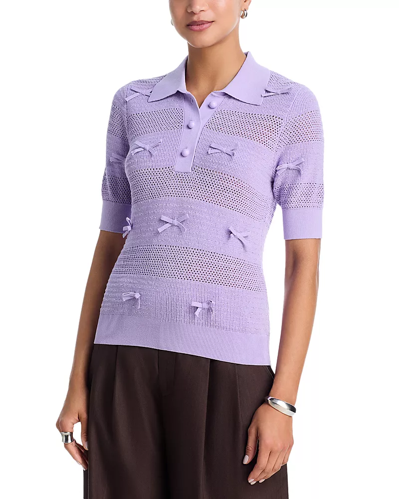 Essentiel Antwerp Bow Trim Polo Sweater