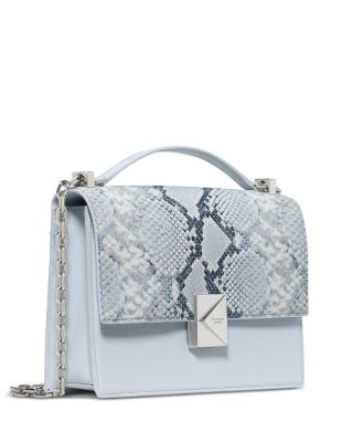 Deco Snake Embossed Leather Shoulder Bag