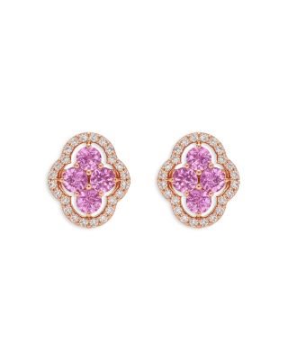 18K Rose Gold Diamond & Pink Sapphire Maison Stud Earrings