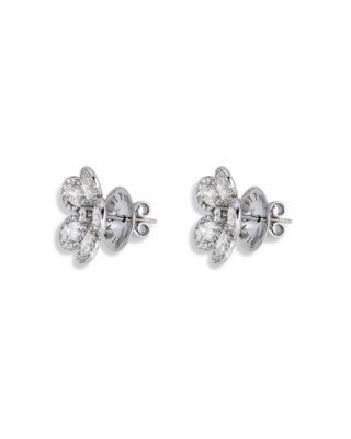 18K White Gold Diamond Classic Flower Mini Earrings