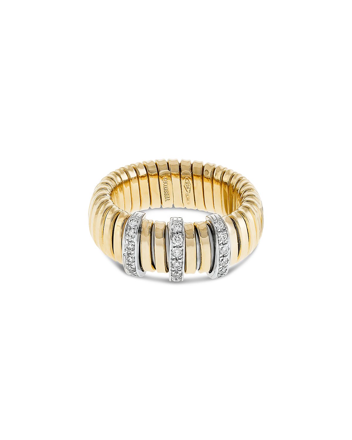 Alberto Milani 18K Yellow Gold Diamond Via Mercanti Tubogas Ring