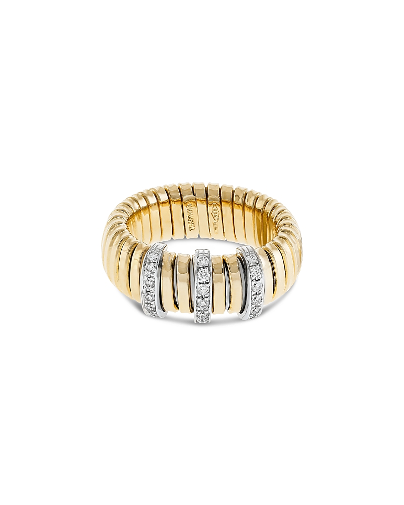 Alberto Milani 18K Yellow Gold Diamond Via Mercanti Tubogas Ring