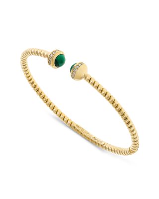 18K Yellow Gold Diamond & Malachite Via Giardino Tubogas Small Rope Bracelet
