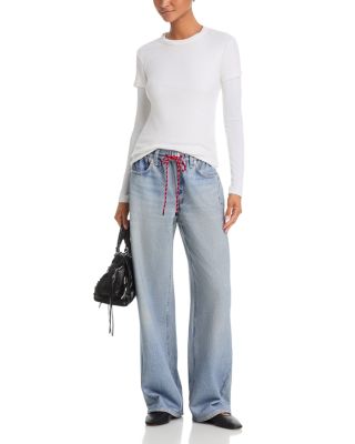 Mirarmar Cotton Terry Wide Leg Drawstring Sweatpant Jeans