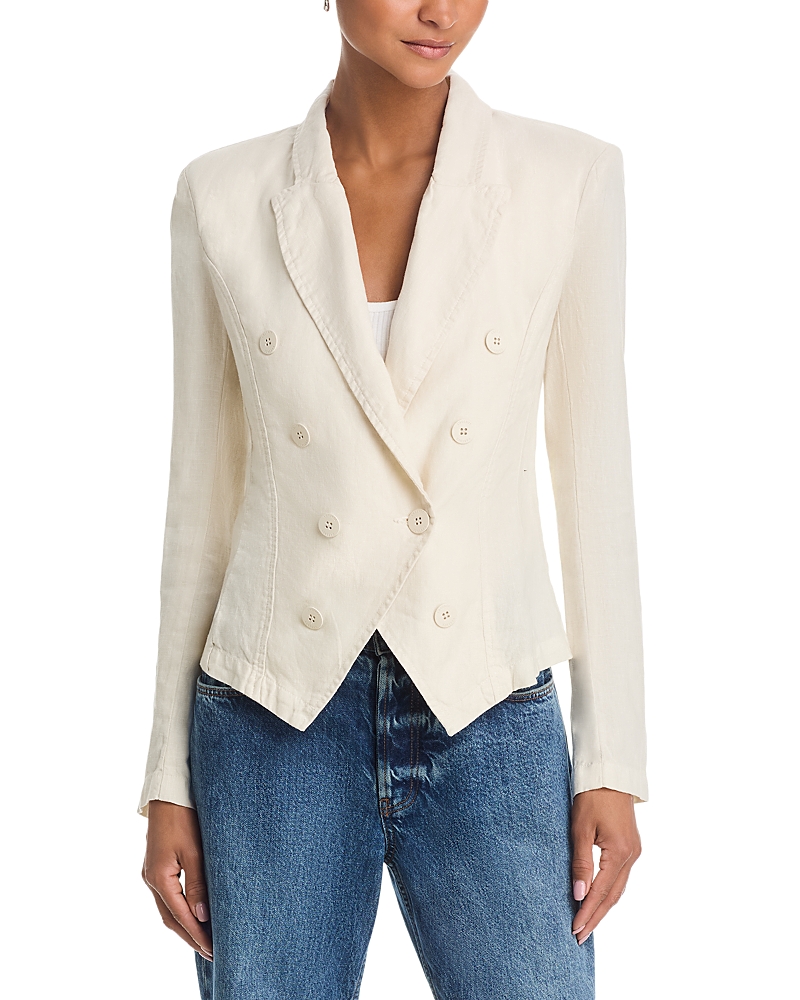 L'Agence Emerson Structured Denim Blazer in Vintage White