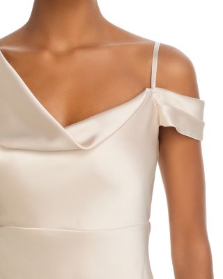 Long Satin One Shoulder Gown - Exclusive