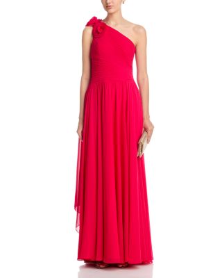 Pleat Chiffon Flower Trim Gown 