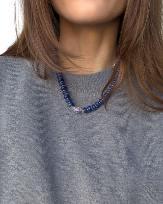 Leah Evil Eye Beaded Necklace, 17"