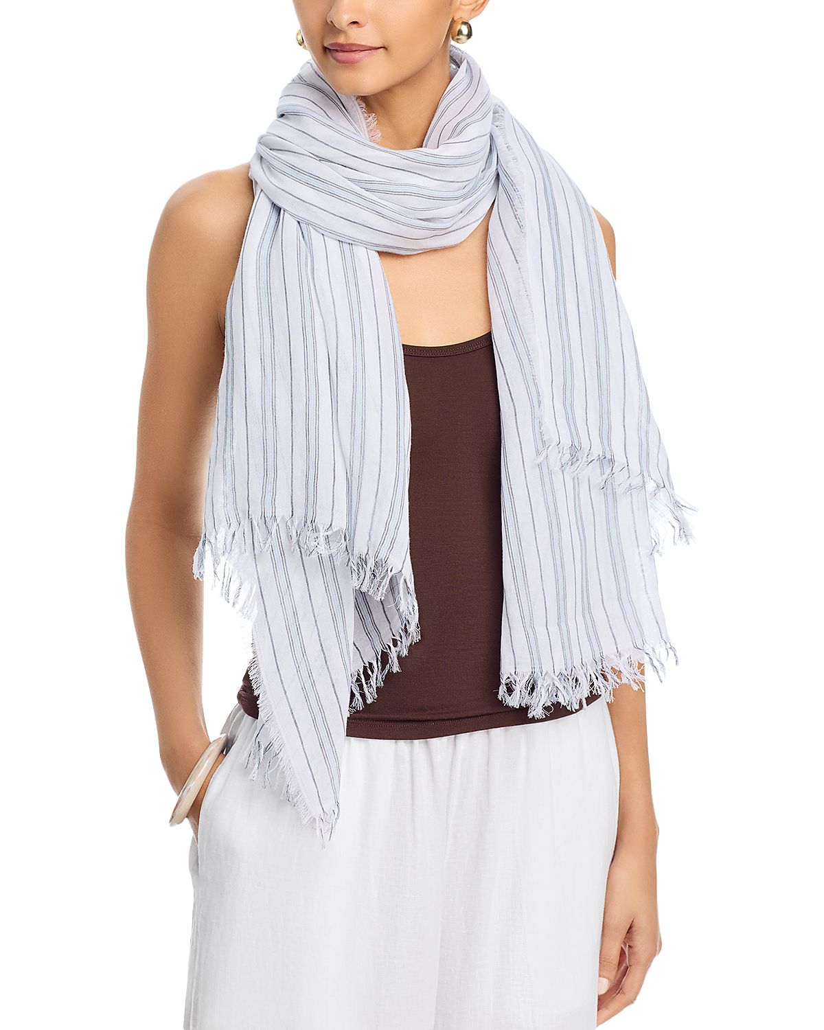 Vince Tri Stripe Cotton Scarf