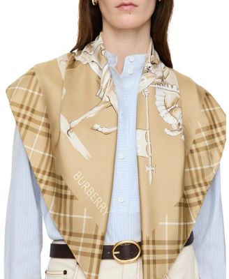  Wide Check Wool Silk Scarf