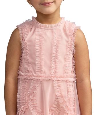 Girls' High Neck Sleeveless Micro Ruffle Mini Dress - Little Kid, Big Kid