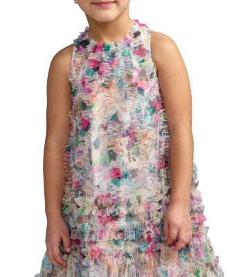 Girls' Mesh Floral Print A-Line Dress - Little Kid, Big Kid