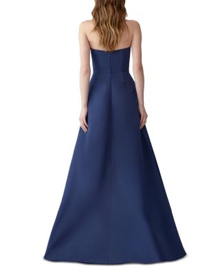 Embroidered Strapless A Line Silk Gown