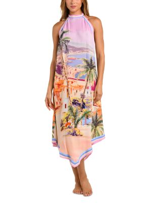 Elise Postcard Print Cover Up Dress