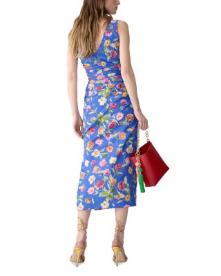 Sleeveless Gathered V Neck Dress