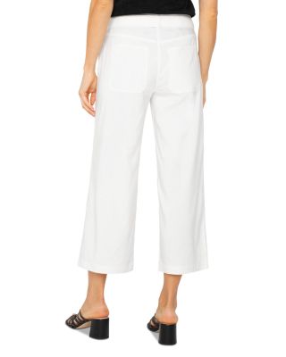 Belted High Rise Crop Wide Leg Jeans in White