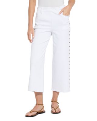 Willa Scallop Studded High Rise Crop Jeans in White