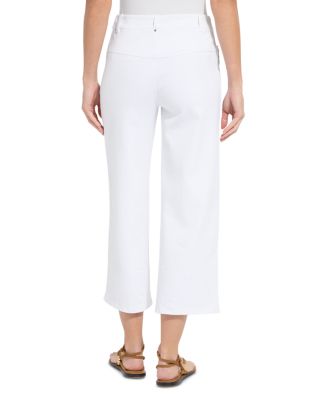 Willa Scallop Studded High Rise Crop Jeans in White